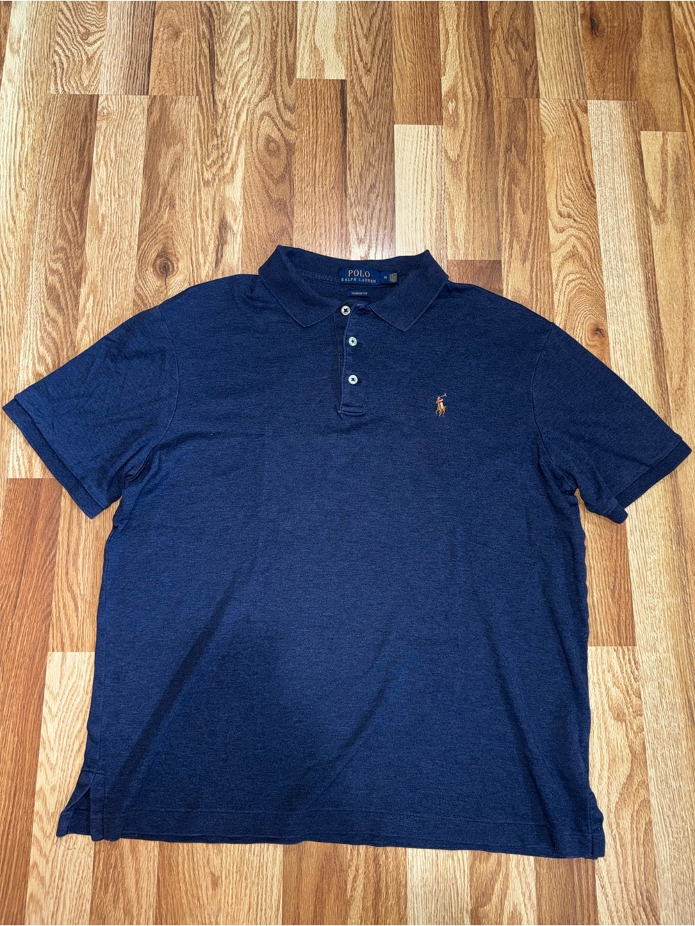 Polo Ralph Lauren Men's Classic Fit Blue Cotton Logo Polo Shirt - M